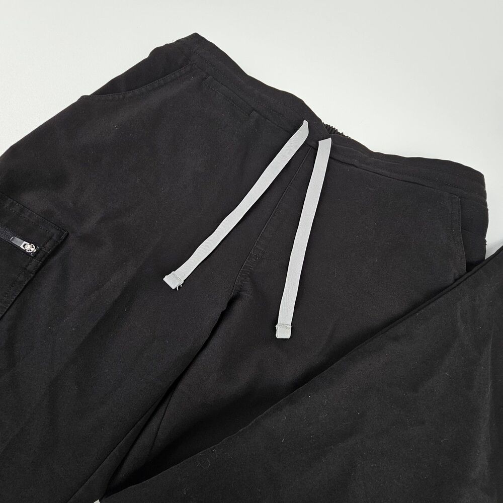 FIGS Technical Collection Scrub Pants Size S Black Cargo Drawstring Straight Leg